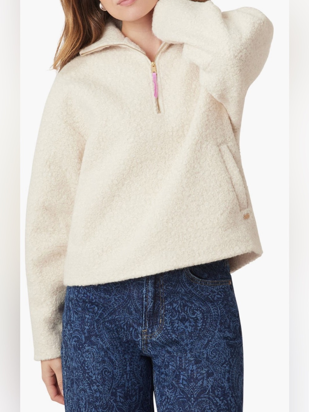 Scotch & Soda Quarter Zip Pullover in Ivory Boucle